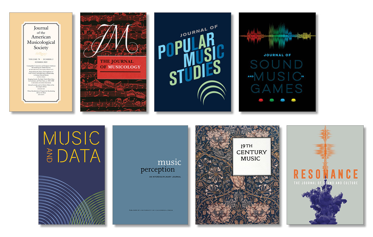 Picture of the covers of all the journals included in the music subject collection
